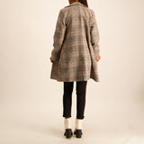 LADIES CIARRA RUST/BLACK LONG  CHECK FULLY LINED JACKET WITH SIDE FLAP POCKETS