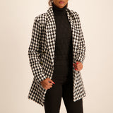 LADIES CIARRA BLACK AND WHITE CHECK BOUCLE HOUNDSTOOTH JACKET