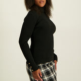 Ladies Black Polo Neck Top