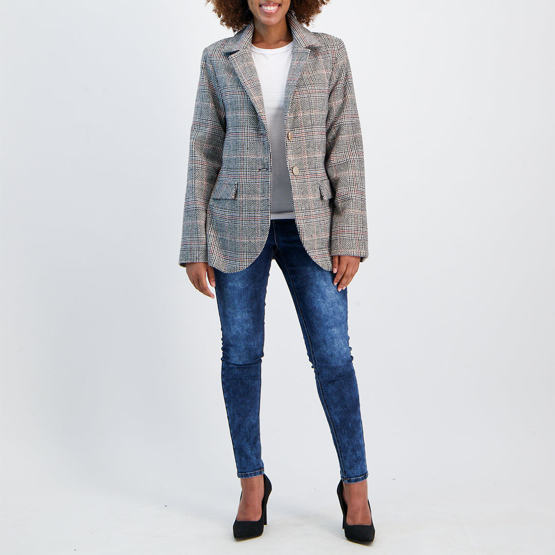 Black and Pink Check Blazer