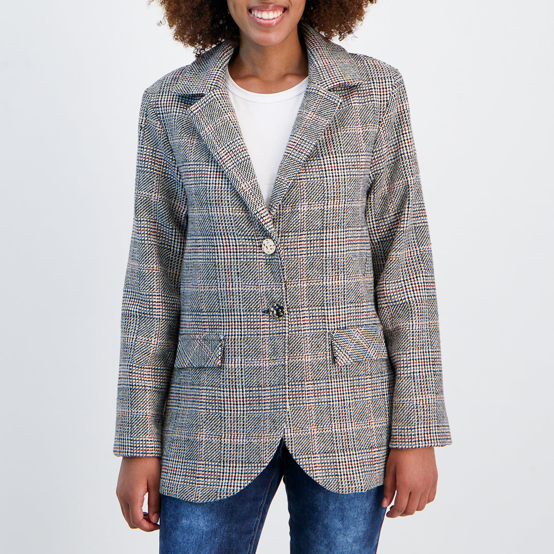 Black and Pink Check Blazer