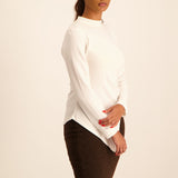 LADIES NOVA WHITE ASYMETRICAL KNITTED TOP WITH TURTLE NECK