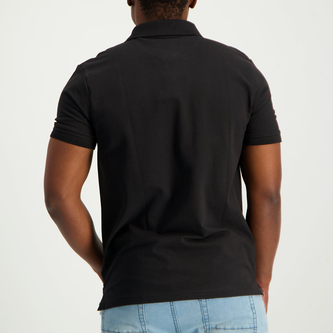 MENS ZAFF BLACK STRETCH PIQUE GOLFER (CORE)