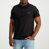 MENS ZAFF BLACK STRETCH PIQUE GOLFER (CORE)