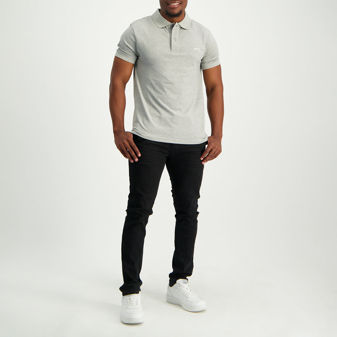 MENS ZAFF GREY STRETCH PIQUE GOLFER (CORE)