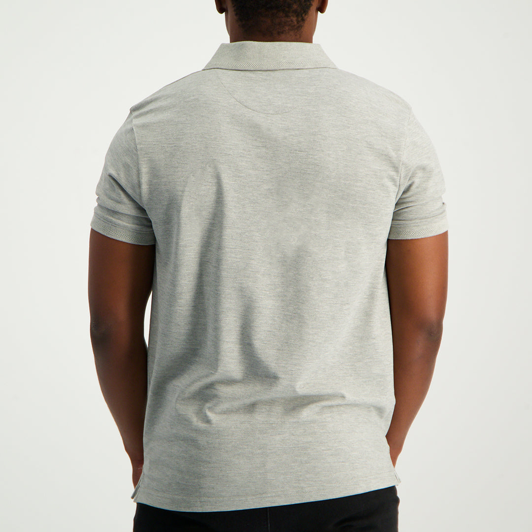 MENS ZAFF GREY STRETCH PIQUE GOLFER (CORE)