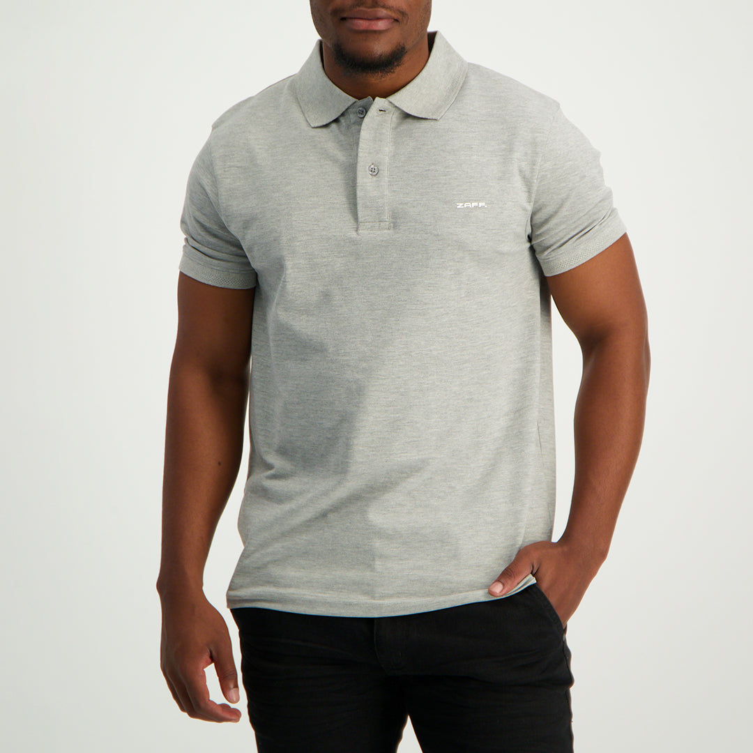 MENS ZAFF GREY STRETCH PIQUE GOLFER (CORE)