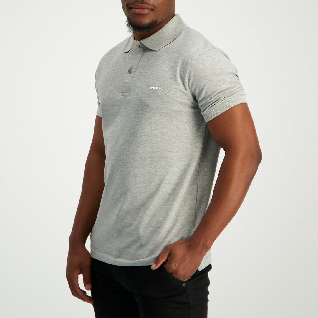 MENS ZAFF GREY STRETCH PIQUE GOLFER (CORE)