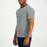 MENS ZAFF NAVY/CREAM YARN/DYE STRIPED T-SHIRT