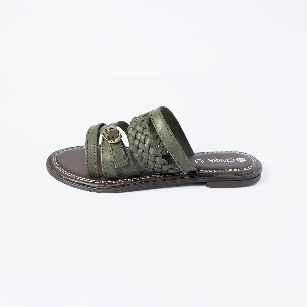 Push In Leather Weave Sandal