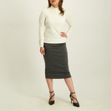 Cream Turtle Neck Top