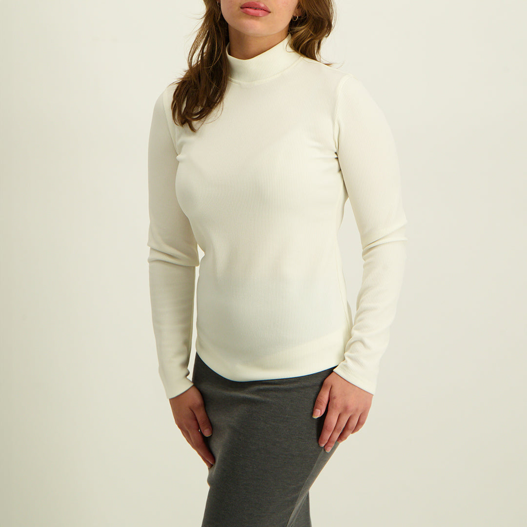 Cream Turtle Neck Top