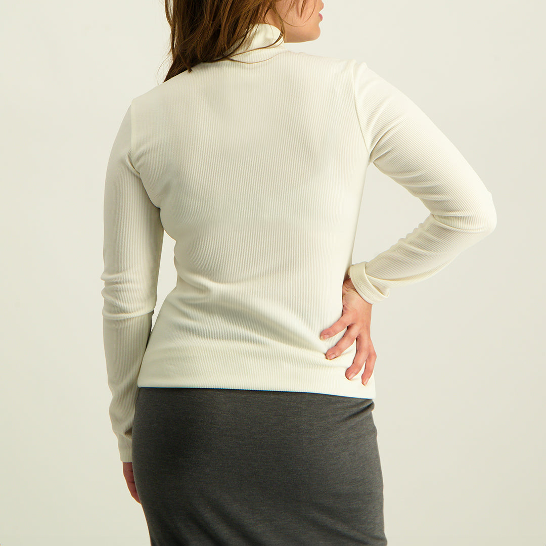 Cream Turtle Neck Top