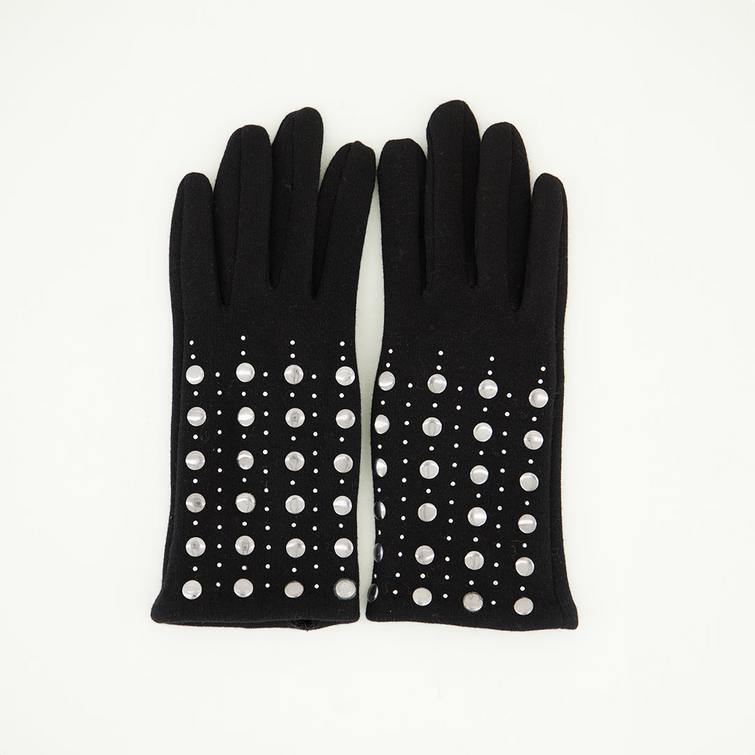Knit Gloves.Silver Ingot Detail.