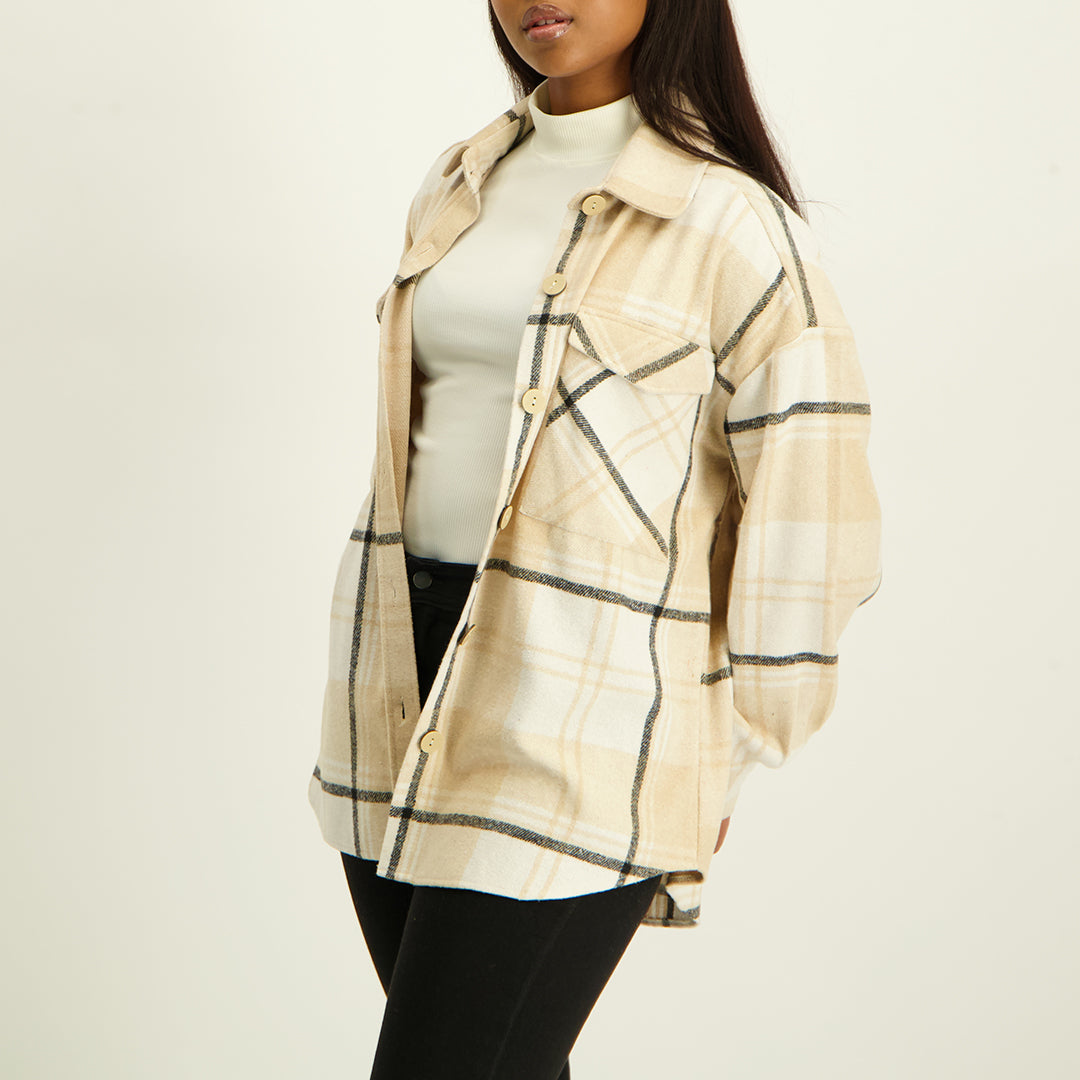 Ladies Stone/Black Shacket