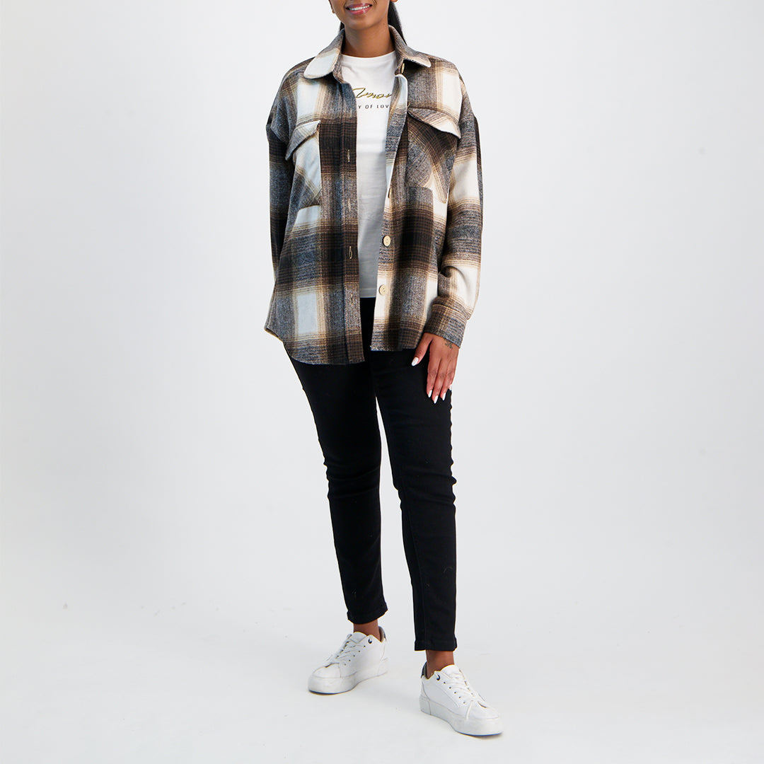 Ladies Brown/Black Shacket