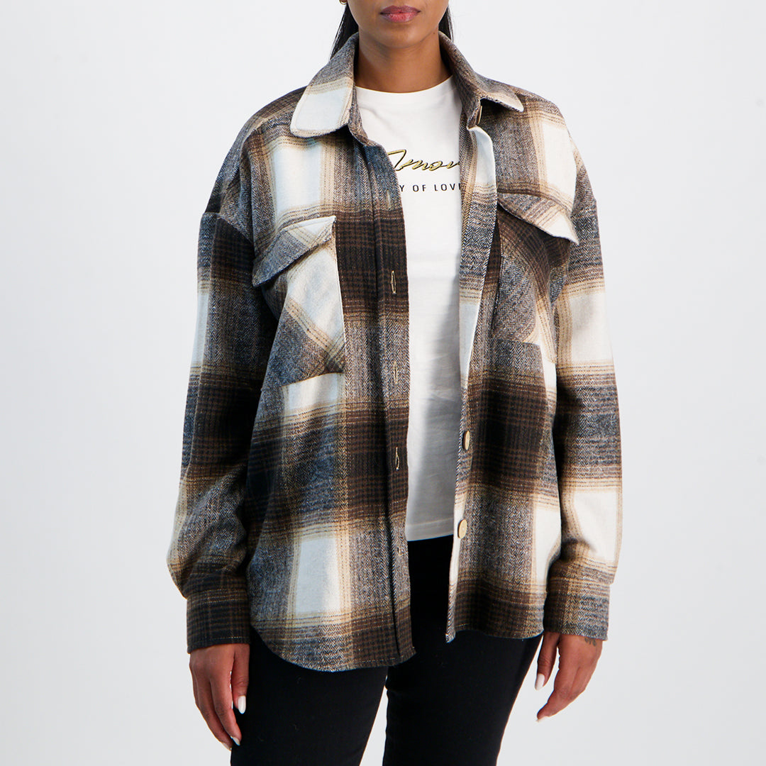 Ladies Brown/Black Shacket