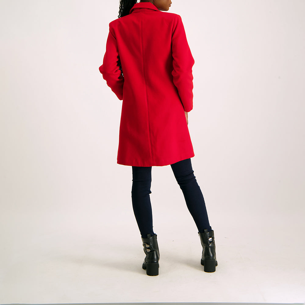 Ladies Red Melton Coat