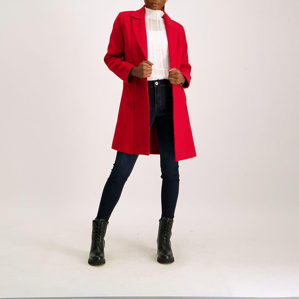 Ladies Red Melton Coat