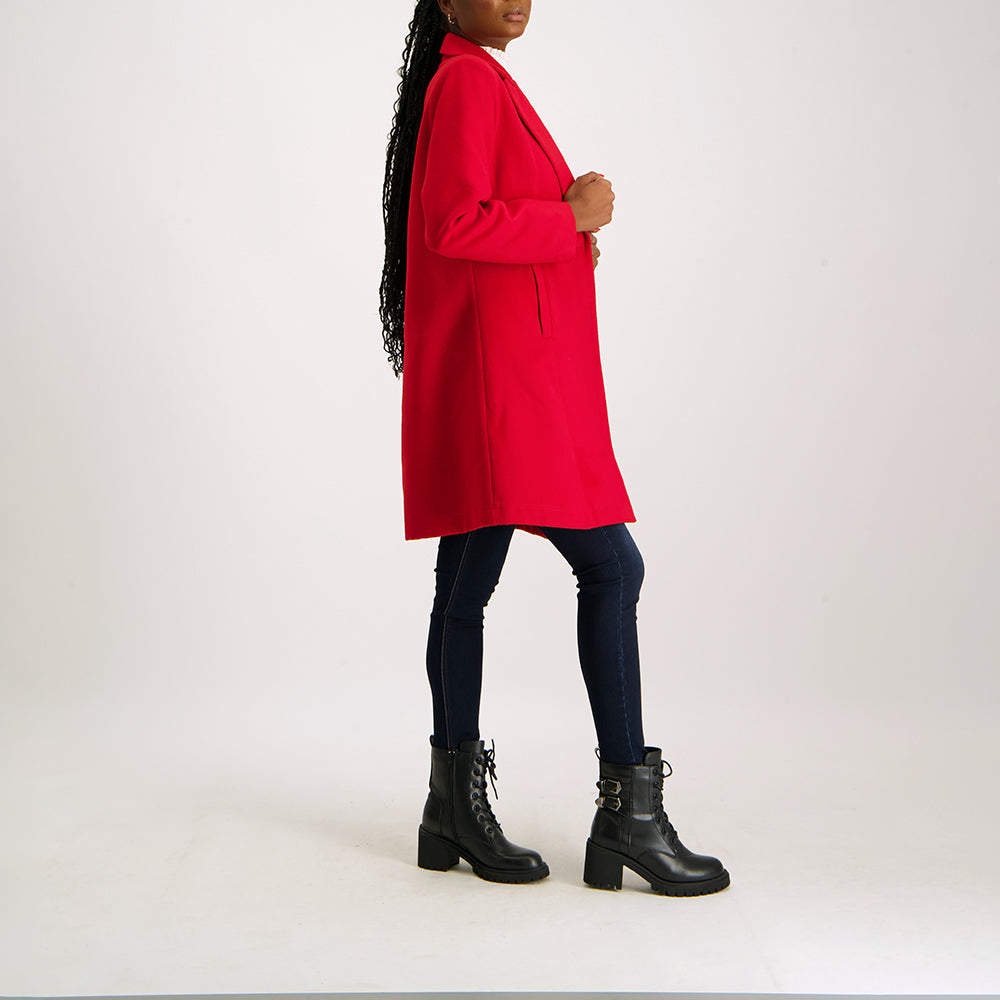 Ladies Red Melton Coat