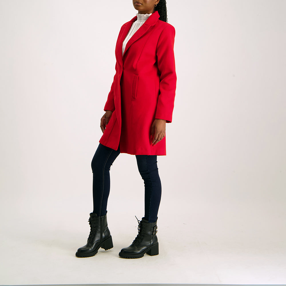 Ladies Red Melton Coat