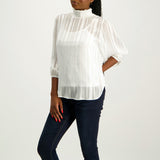 Ladies Ciarra White Lurex Blouse