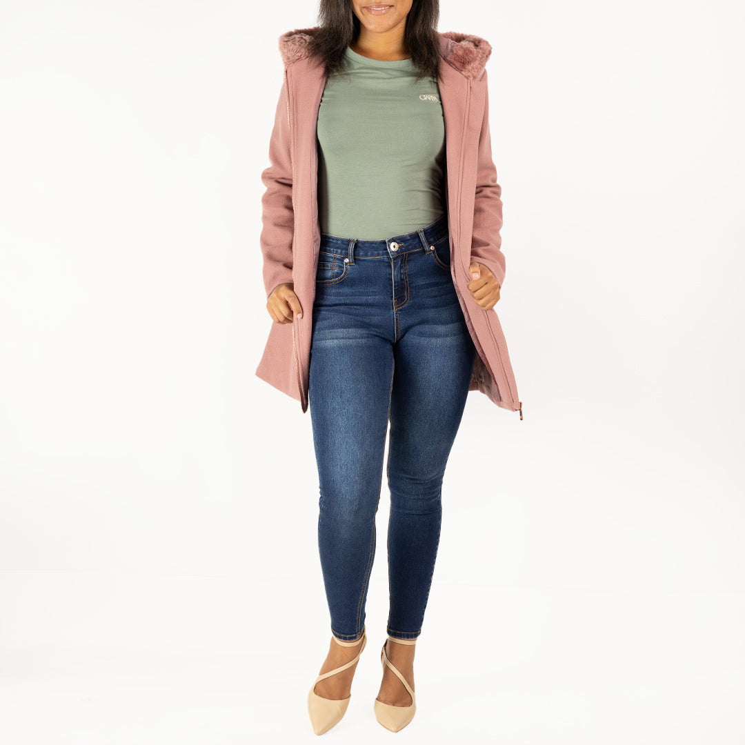 Ladies Pink Fur hoody Melton