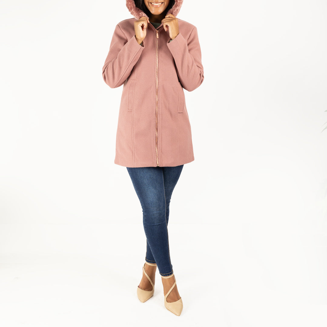 Ladies Pink Fur hoody Melton