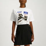 LADIES NOVA BLACK PLEAT WITH FRONT TIE SKIRT