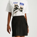 LADIES NOVA BLACK PLEAT WITH FRONT TIE SKIRT