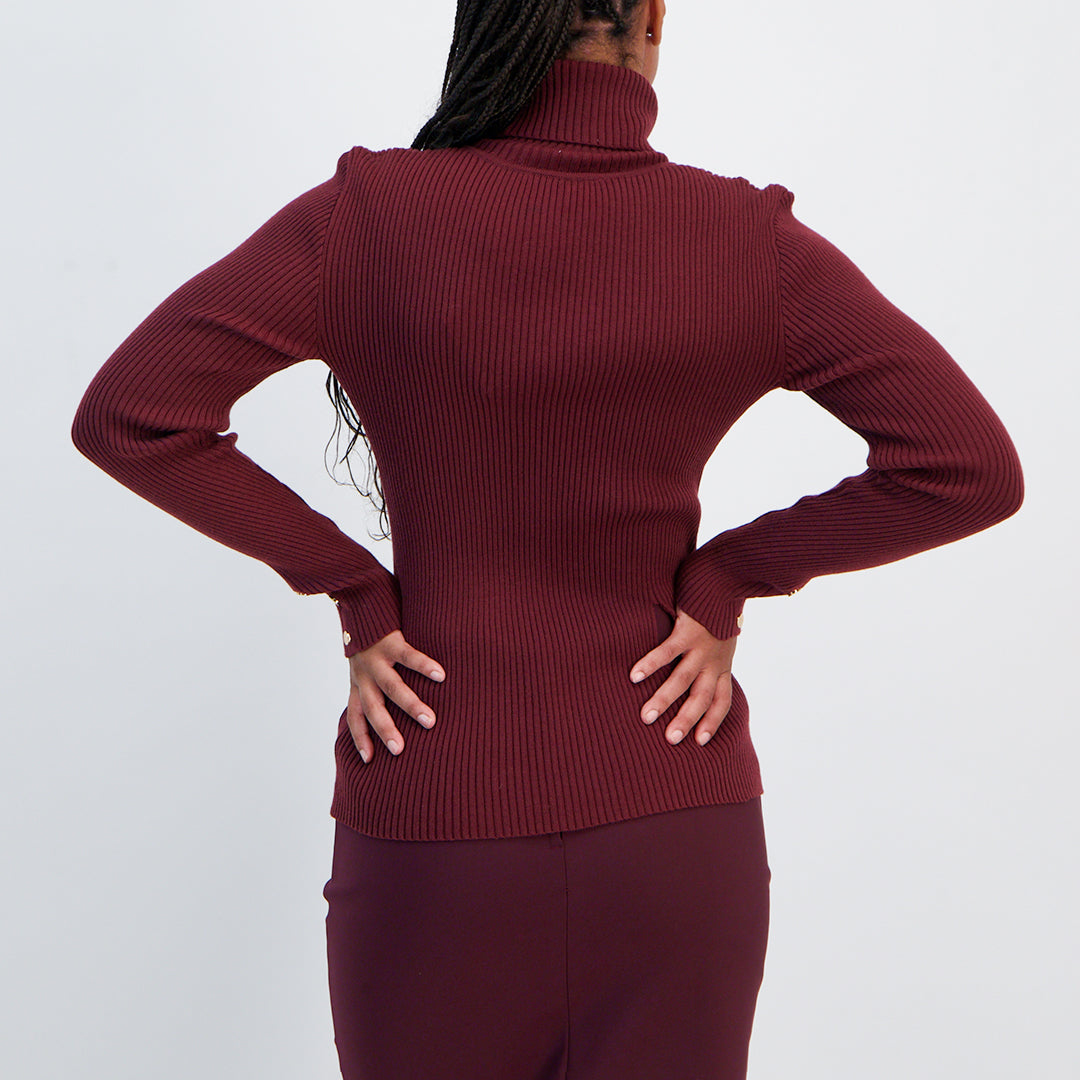 Polo Neck Knit Top
