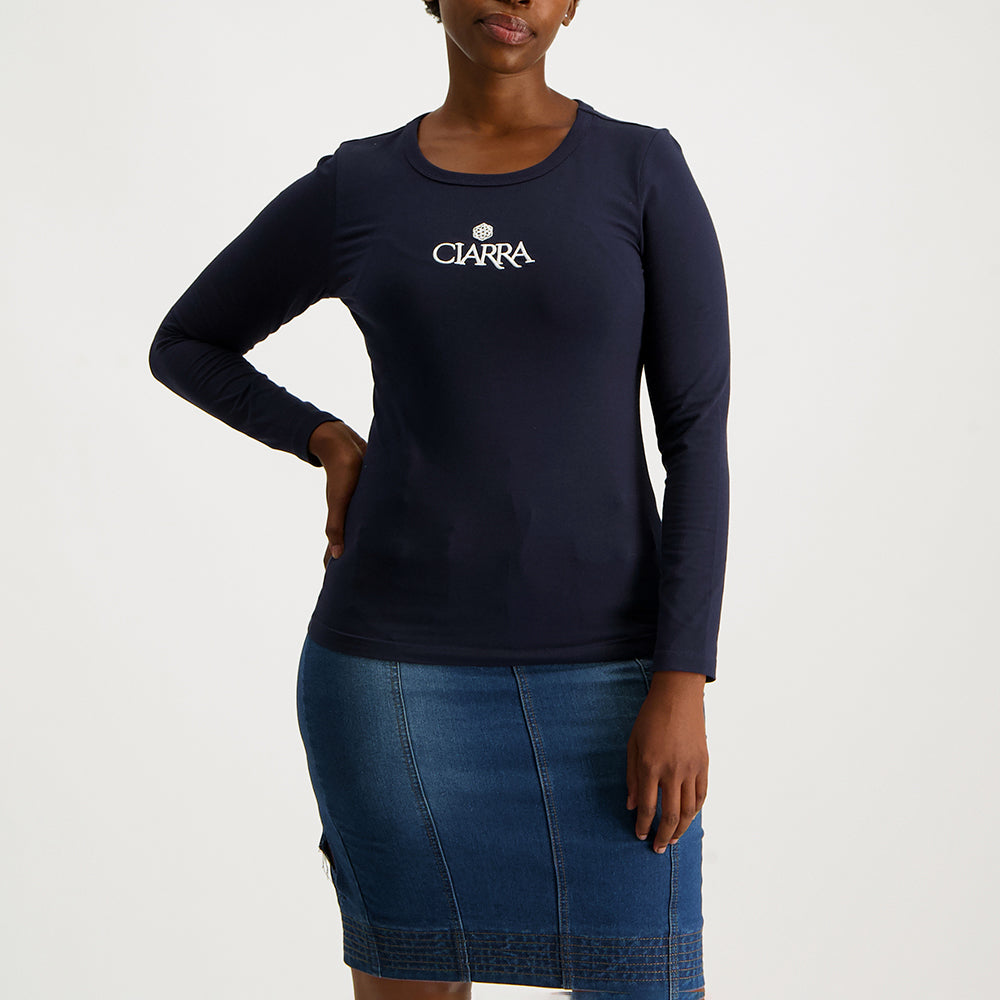 Ladies Navy Stripe 2PK Tops
