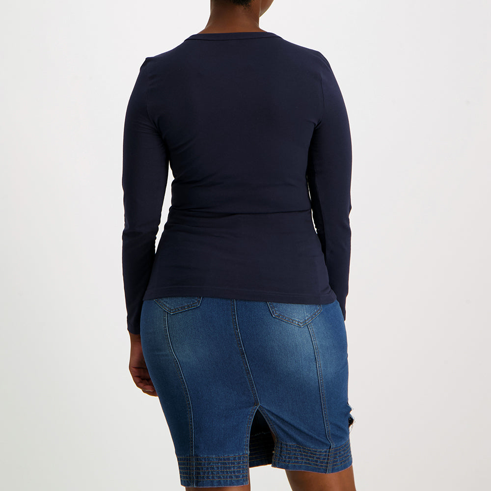 Ladies Navy Stripe 2PK Tops