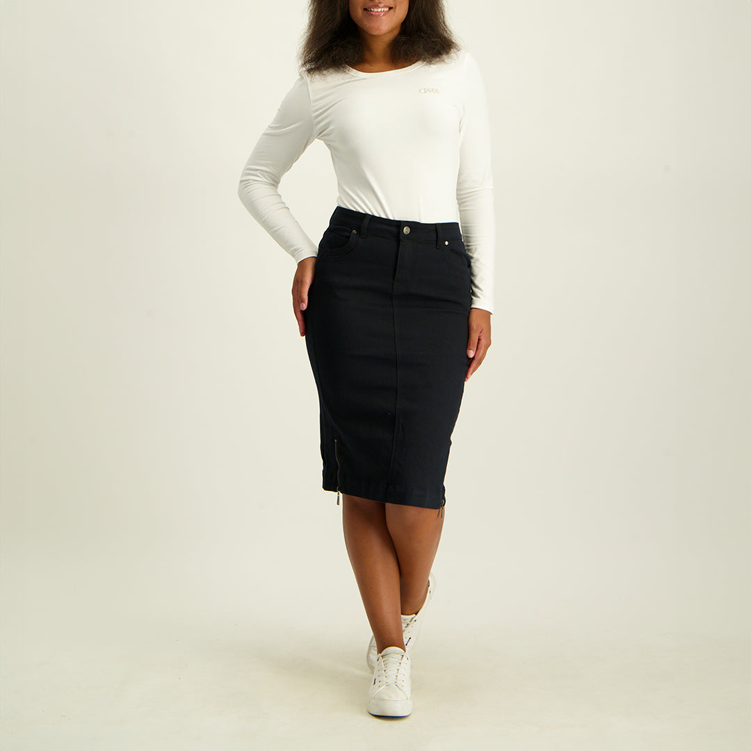 LADIES CIARRA DENIM SKIRT WITH SIDE ZIPS