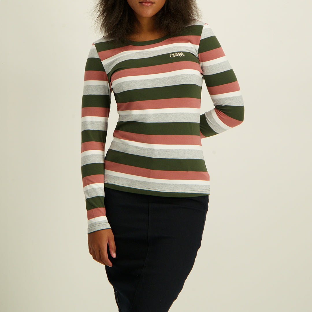 Ladies Pink Stripe/White 2PK Tops