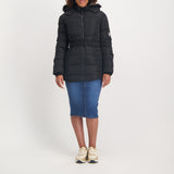 Ladies Black Quilted Hooded Jacket