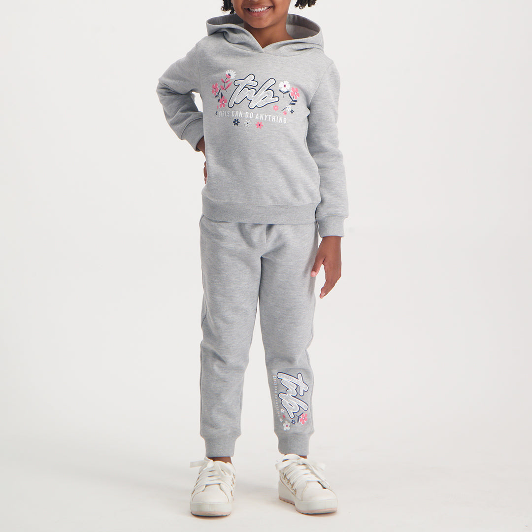 Girls Grey Melange Long Sleeve Hoody