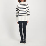 Ladies Cream/Black Stripe Top