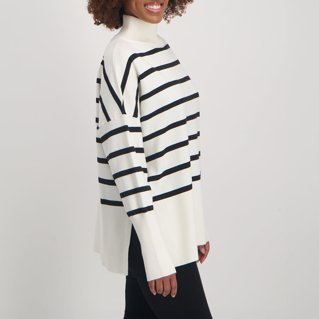 Ladies Cream/Black Stripe Top