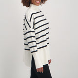 Ladies Cream/Black Stripe Top