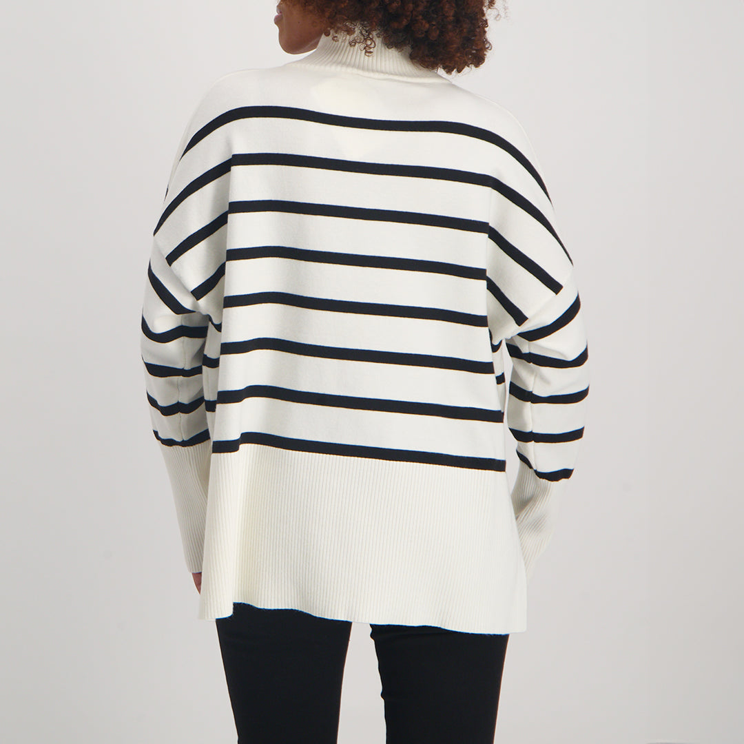 Ladies Cream/Black Stripe Top