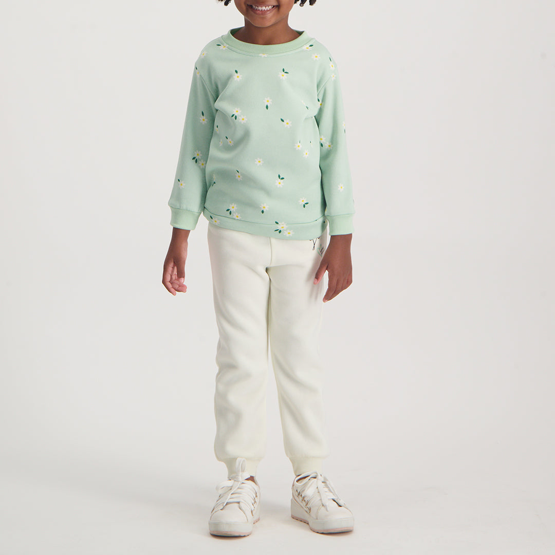GIRLS ALORA CREAM SWEATER WITH PLACEMENT PRINT