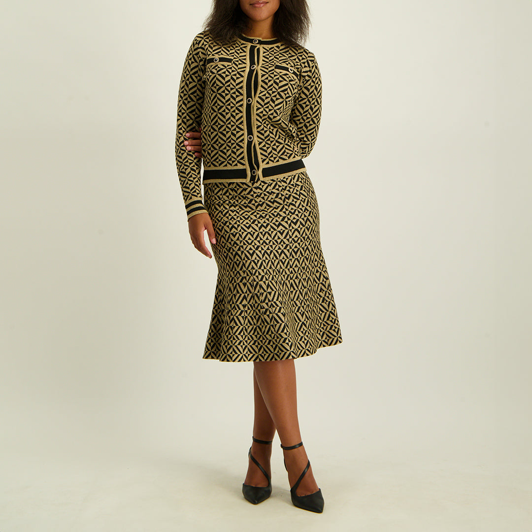 Ladies Gold/Black Lurex Knit Skirt