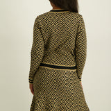 Ladies Gold/Black Lurex Button Front Cardi