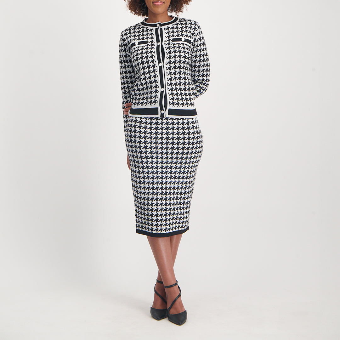 Ladies Black/White Lurex Skirt