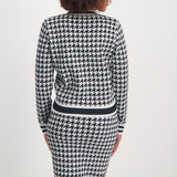 Ladies Black/White Lurex Button Front Cardi