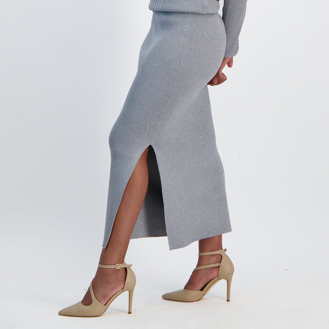 Lurex Rib Skirt