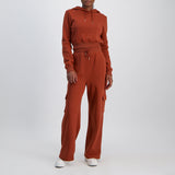 LADIES NOVA FASHION WIDE LEG CARGO FLEECE PANT