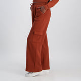 LADIES NOVA FASHION WIDE LEG CARGO FLEECE PANT