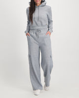 LADIES NOVA FASHION WIDE LEG CARGO FLEECE PANT